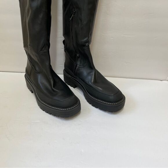 NEW WITHOUT TAGS SAM EDELMAN LERUE TALL RIDING BOOTS IN BLACK VEGAN LEATHER - Picture 7 of 13